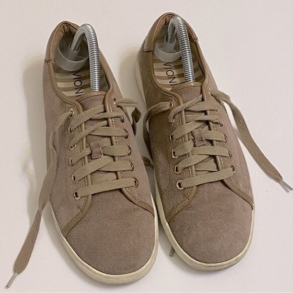 Vionic BRINLEY CASUAL SNEAKER beige tan suede lace up comfort ortho shoes 9 - Picture 2 of 9